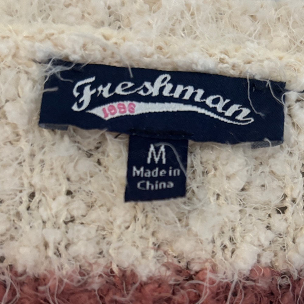 Freshman Textured Sweater with Cream and Purple Stripes - Picture 2 of 4